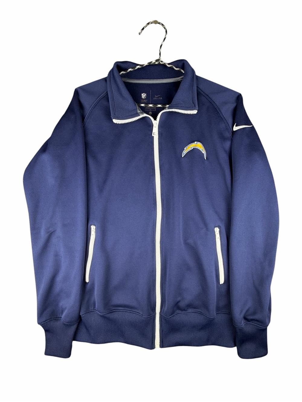 Nike Dri-Fit  Los Angeles Chargers NFL Football Full Zip Track Jacket Blue White